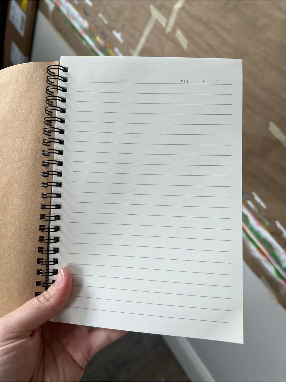 Blank Brand Brown Spiral Journal with Blue Floral Accent